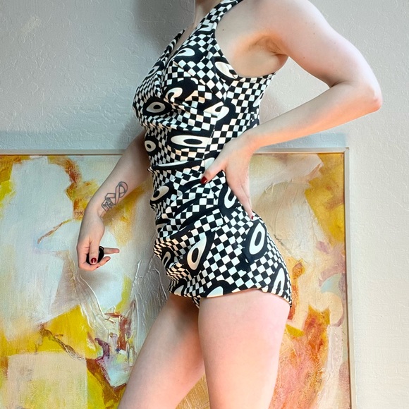 Vintage Maillot Op Art Bullseye Bathing suit - Picture 3 of 7
